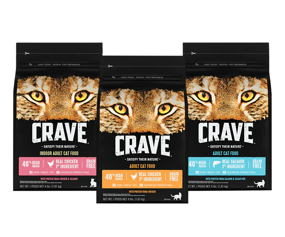 three bags of CRAVE dry dog food