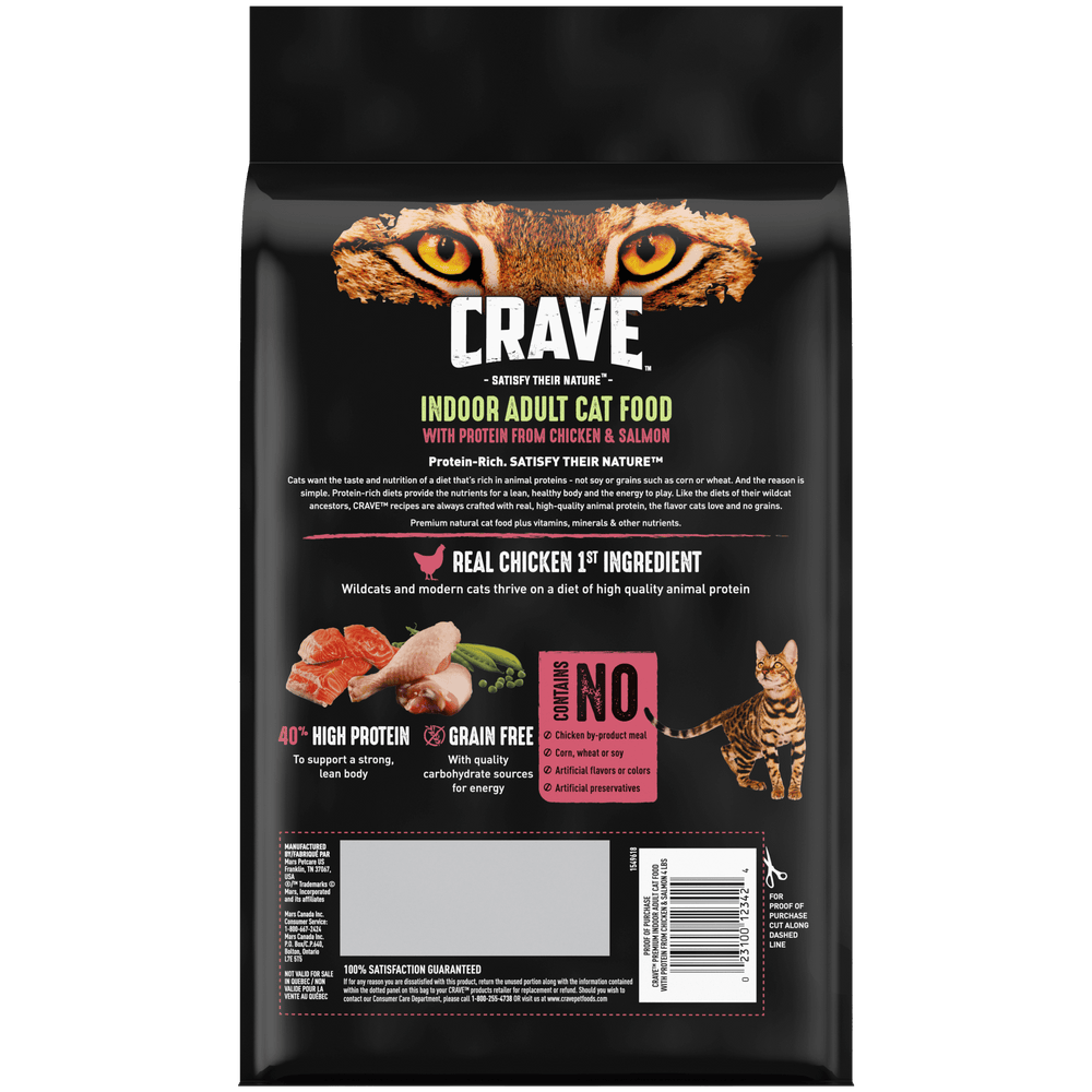 Crave indoor adult cat food chicken and salmon recipe