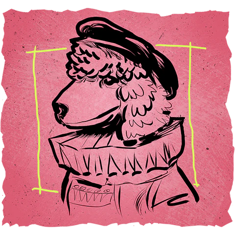 fancy dog with a black hat