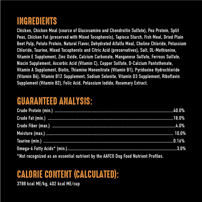 Dry Cat Chicken Recipe guaranteed analysis image
